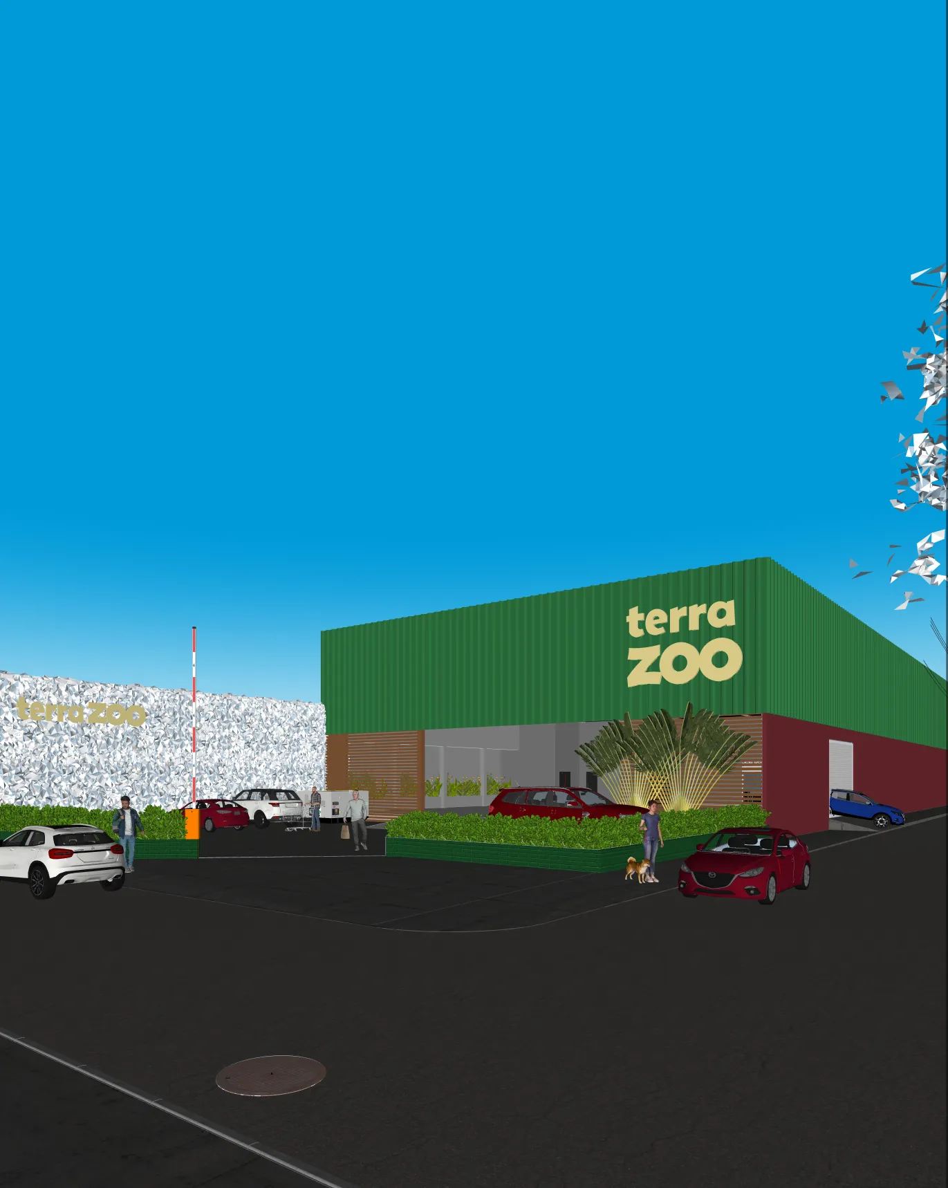 Modelo 3D fachada comercial